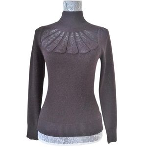 NWT Espresso  Wool Turtleneck with Lace Detail S